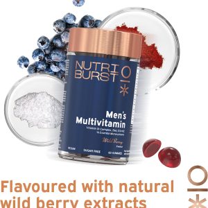 Nutri Burst men's multivitamin with natural wild berry extracts, vegan and sugar-free formula, 60 gummies